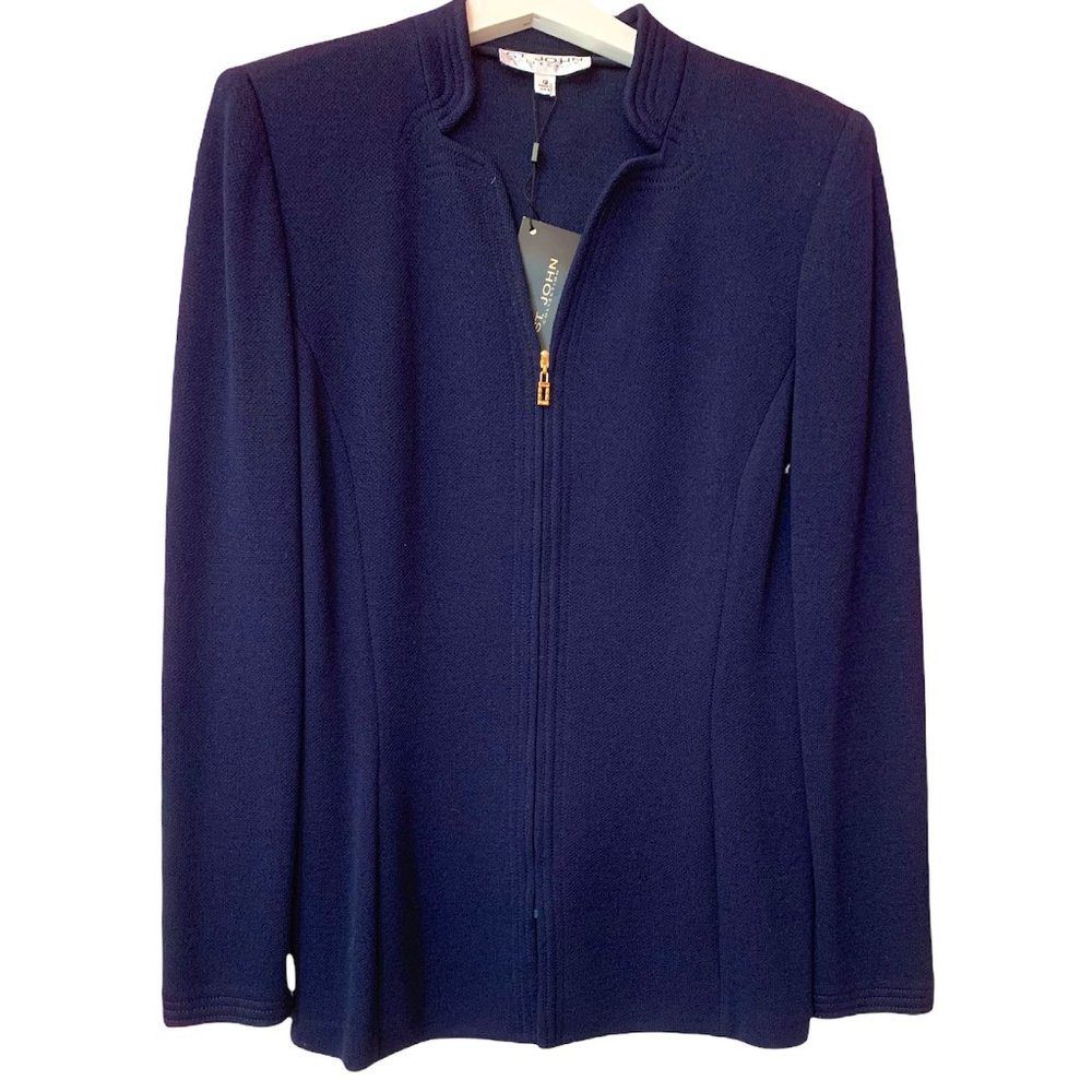ST JOHN COLLECTION SUIT JACKET NAVY 12 NEW WITH TAGS